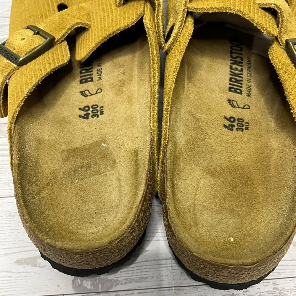 Birkenstock Boston Corduroy Suede Clogs Yellow Brown Ochre Mens 46 13